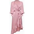 Zimmermann Women Silk Midi Wrap Dress Pink 2