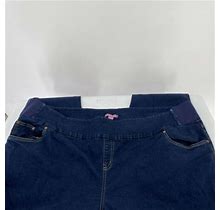 Woman Within Jeans 30W Dark Blue Pullon Wide Elastic Waistband