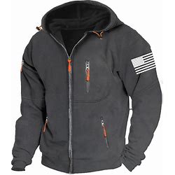 Independence Day American Flag Hoodie Mens Graphic Tactical Military National Fashion Daily Casual Outerwear Zip Vacation Going Streetwear Hoodies Dar