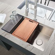 Ruvati Veniso Undermount 33-In X 19-In Brushed Stainless Steel Single Bowl Kitchen Sink | RVH8591