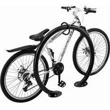 Global Equipment Circle Bike Rack, 2 Bike Capacity, Flange Mount, Black