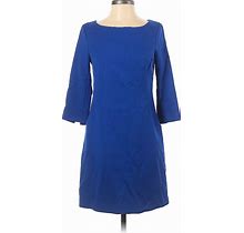 Gap Casual Dress - A-Line Boatneck 3/4 Sleeve: Blue Solid Dresses - Women's Size 0