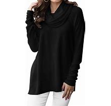 Minclouse Women's Long Sleeve Cowl Neck Sweater Pullover Turtleneck Casual Loose Sweatshirts Tunic Tops
