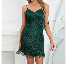 Levmjia Glitter Dress For Ladies Petite Women's Fashion Sequins Sleeveless Solid Make Dress Formal Dresses