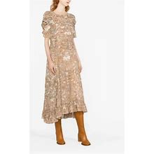 Ulla Johnson Dresses | New Ulla Johnson Size 6 Marte Midi Dress Side Zip Balloon Sleeve Floral Stain | Color: Gold/Yellow | Size: 6