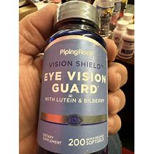 Piping Rock EYE VISION GUARD Lutein Bilberry 200 Quick Release Sgels | Exp 02/26