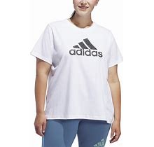 Adidas Plus Size Cotton Animal-Print Logo Short-Sleeve T-Shirt - White