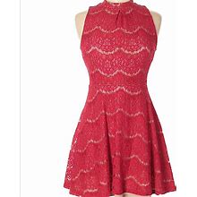 Love, Fire Dresses | Red Fit And Flare Lace Dress | Color: Red | Size: M