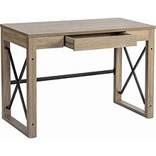 Furniturer Study Home Office Computer Desk With Metal Frame Work Writing Table Workstation, Grey