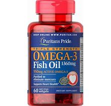 Puritan's Pride Triple Strength Omega-3 Fish Oil 1360 Mg (950 Mg Active Omega-3)