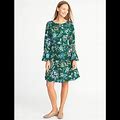 Old Navy Dresses | Floral Fit And Flare Dress | Color: Green | Size: 0