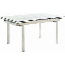 Coaster Wexford Stainless Steel & Glass Extendable Dining Table - Chrome