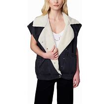 [BLANKNYC] Womens Luxury Clothing Denim And Sherpa Oversized Vest, Comfortable & Stylish