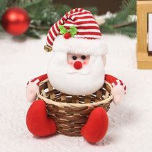 1Pc, Christmas Snowman, Old Man, Candy Bamboo Weaving Candy Basket, Toy Holding Basket, Party Gift, Candy Fruit Basket,Blue,Must-Have,Temu