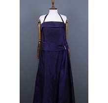 IRIS VON ARNIM Purple Halter Strap Silk A-Line Evening Maxi Dress Size 36