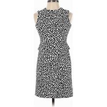 Ann Taylor Casual Dress - Sheath Keyhole Sleeveless: Black Print Dresses - Women's Size 0 Petite