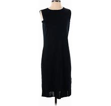 MING WANG Casual Dress - Sheath High Neck Sleeveless: Black Print Dresses - Women's Size X-Small
