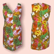Talbots Dresses | Talbots Peyton Painterly Floral Dress Sz 10P | Color: Orange/Yellow | Size: 10