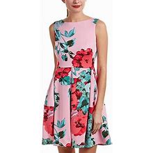 Taylor Dresses | Taylor(Dillards) Beautiful Floral Fit & Flair Dress W/Pockets Sz 6 | Color: Blue/Pink | Size: 6