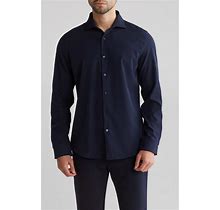 DENIM AND FLOWER Solid Stretch Dress Shirt In Navy At Nordstrom Rack, Size X-Large