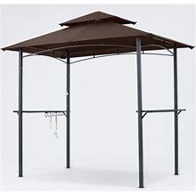 MASTERCANOPY 8 X 5 Outdoor BBQ Gazebo Canopy With 2 LED Lights (Brown)