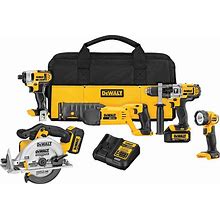 DEWALT, 20V MAX Cordless Power Tool 5-Kit, Chuck Size 1/2 In, Drive Size 1/4 In, Tools Included (Qty.) 5 Model DCK592L2