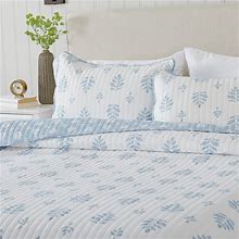 Great Bay Home 3-Piece Full/Queen Reversible Lightweight Quilt Comforter With 2 Shams | All-Season, Modern, Flower Bedspreads | Blue Floral Coverlet