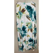 Tommy Bahama Medium White/Teal Tropical Knit Maxi Lined Skirt Women's