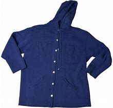 Lizwear By Liz Claiborne Women Blue Full Snap Hoodie Size Medium Pockets