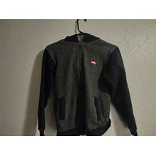 Van's Off The Wall Zip Up Jacket Gray And Black With Hood Size S Youth