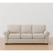 Buchanan Roll Arm Upholstered Grand Sofa 93.5&Quot, Polyester Wrapped Cushions, Performance Textured Weave Sand | Pottery Barn