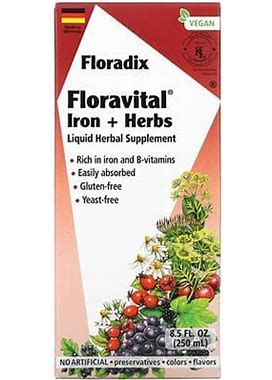 Gaia Herbs, Floradix, Floravital Iron + Herbs, 8.5 Fl Oz (250 Ml), GAI-26012