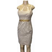 Maggy London Dresses | Maggy London Cream And Gold Brocade Petite Dress | Color: Cream/Gold | Size: 8P