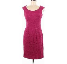Adrianna Papell Casual Dress - Party Scoop Neck Sleeveless: Burgundy Print Dresses - Women's Size 6