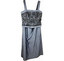 Alex Evenings Dresses | Womens Alex Evenings Formal Two Piece Dress Blue Metal Black Paisley Size 10 | Color: Blue | Size: 10