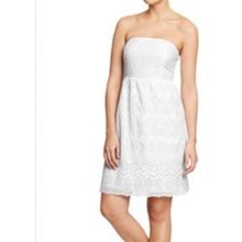 Old Navy Dresses | On Eyelet White Cotton Mini Tube Dress 6 | Color: White | Size: 6