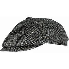 Gray Wool Blend Mens Flat Cap. Tweed Mens Beret Hat