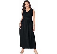 Jessica London Women's Plus Size Surplice Maxi Dress - 20 W, Black