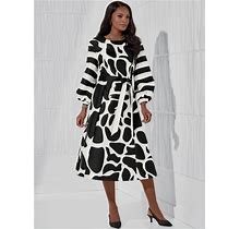 Go For Graphics Dress By EY Boutique In Black & White -Size 20W