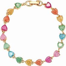 Michooyel 18K Gold Plated Cute Heart Tennis Bracelet Cubic Zirconia Rainbow Color Bracelet For Women Girls