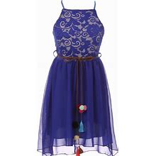 Bny Corner Dresses | Sleeveless Girls Dress Thin Strap Lace Chiffon Summer Daily Flower Girl Dress | Color: Blue/Cream | Size: Various
