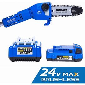 Kobalt 24-Volt 8-In 2 Ah Pole Saw (Battery And Charger Included) In Blue | KPS 1024A-03