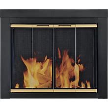 Pleasant Hearth Arrington Fireplace Glass Door, For Masonry Fireplaces, Large, Black/Gold Finish, Model AR-1022