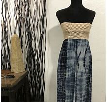 Elan Beach Blue & White Tie-Dye Slit Front Dress