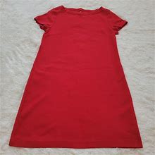 Talbots Dress Large Petite Red 100% Cotton Jersey Knit Cap Sleeve Modern 132116