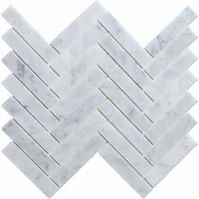 Speedtiles Oahu White 11-In X 12-In Polished Natural Stone Marble Chevron Marble Look Peel And Stick Wall Tile (5.52-Sq. Ft/ Carton) | IS000OAH519/BX