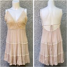 Avec Les Filles Dresses | Crochet Bust Cream Nude Neutral Spaghetti Strap Sexy Low Cut Back Mini Dress | Color: Cream | Size: M