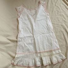 Antique Dresses | Antique 20S Kid Cotton Floral Embroidered Sundress | Color: Pink/White | Size: See Measurements