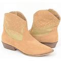 Cute Gold Studded Cowgirl Ankle Boots Women's 9