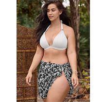 Women's Beach Belle Wrap Skirts - Black & White Foliage, Size 1X/2X By Venus